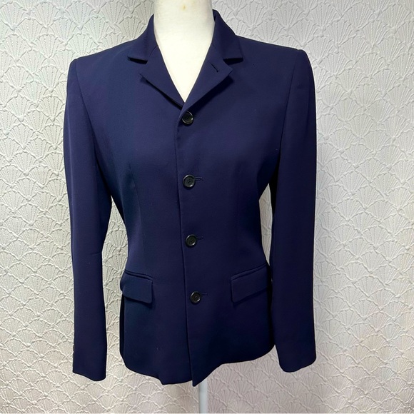 Ralph Ralph Lauren Navy Blue Wool Button Down Collared Blazer Women’s Size 4